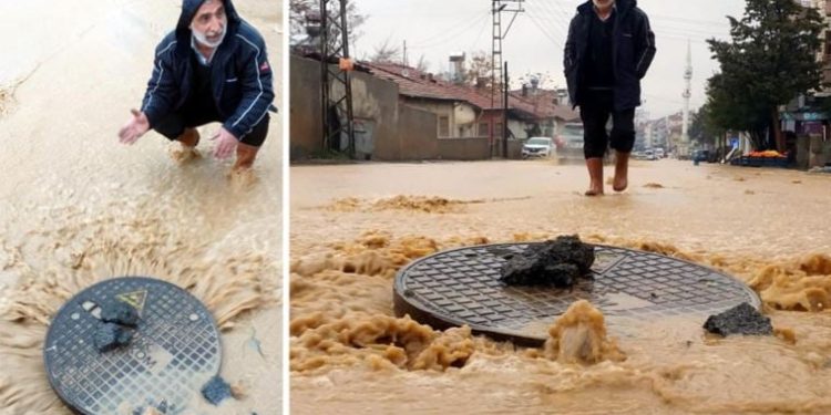 Malatya’da rögar taştı, cadde göle döndü: ‘Deprem bir yandan, sel bir yandan…’